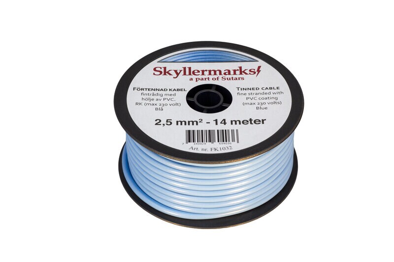 Skyllermarks Tinnet PVC-kabel RK, blå 2,5 mm², 14 m