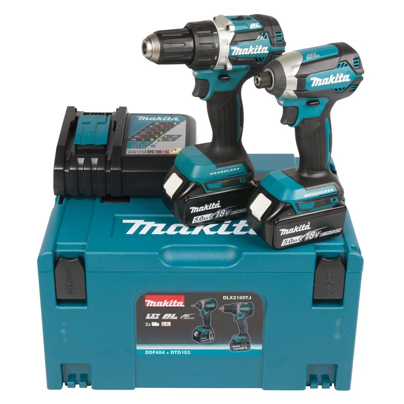 Makita Kombikitt DLX2189TJ, DDF484 & DTD153, inkl. 2 st 18V-batterier