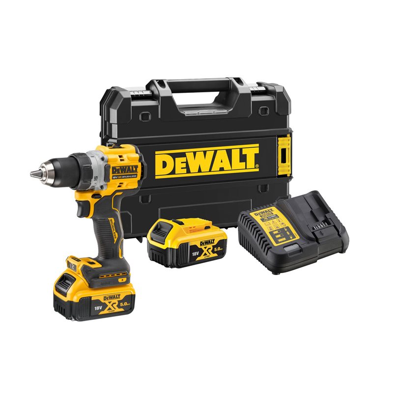 Dewalt Bor/skrutrekker DCD800P2T-QW 18V, med 2 stk 5Ah-batterier & TSTAK